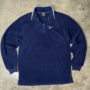 Vintage navy polo jeans co Ralph Lauren size xl fleece pullover sweater y2k 90s
